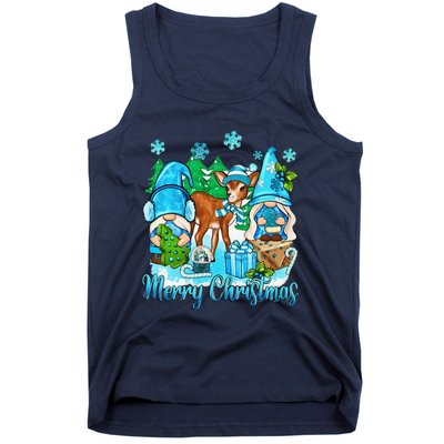 Gnome And Deer Merry Christmas Winter Vibes Cozy Season Tank Top