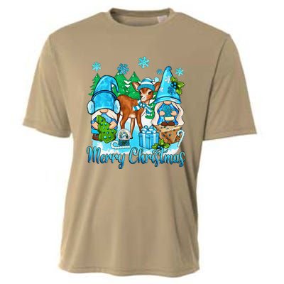 Gnome And Deer Merry Christmas Winter Vibes Cozy Season Cooling Performance Crew T-Shirt