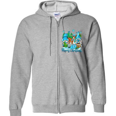 Gnome And Deer Merry Christmas Winter Vibes Cozy Season Full Zip Hoodie