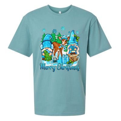 Gnome And Deer Merry Christmas Winter Vibes Cozy Season Sueded Cloud Jersey T-Shirt