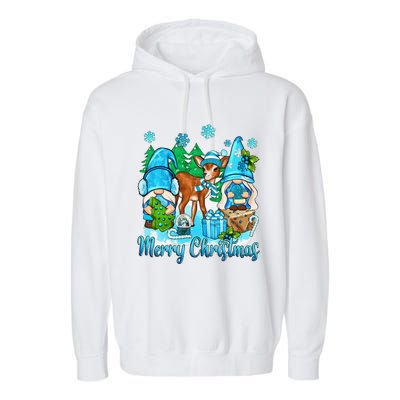 Gnome And Deer Merry Christmas Winter Vibes Cozy Season Garment-Dyed Fleece Hoodie