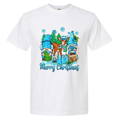 Gnome And Deer Merry Christmas Winter Vibes Cozy Season Garment-Dyed Heavyweight T-Shirt