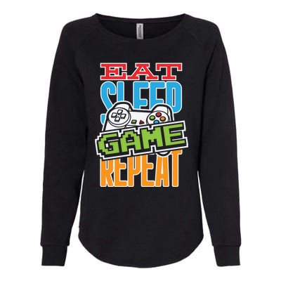 Gamingroom Accessories Eat Sleep Game Repeat Gift Womens California Wash Sweatshirt