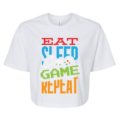 Gamingroom Accessories Eat Sleep Game Repeat Gift Bella+Canvas Jersey Crop Tee