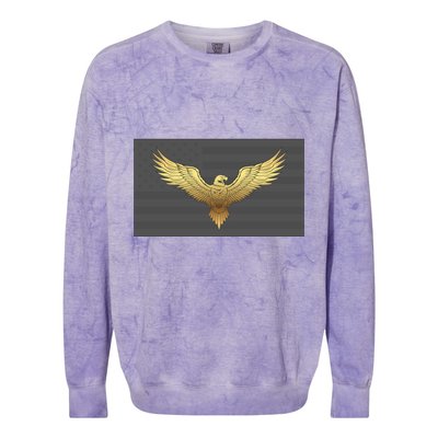 Gold American Eagle On Flag Colorblast Crewneck Sweatshirt