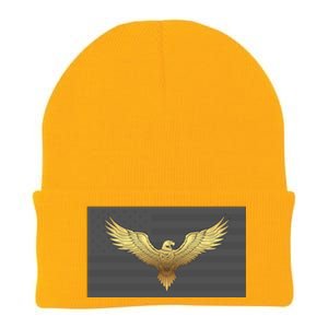 Gold American Eagle On Flag Knit Cap Winter Beanie