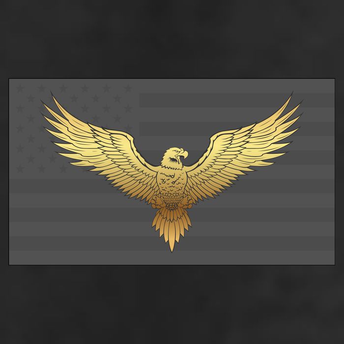 Gold American Eagle On Flag Cool Comfort Performance Bucket Hat