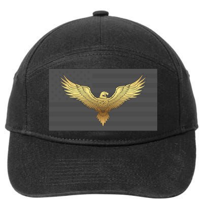 Gold American Eagle On Flag 7-Panel Snapback Hat