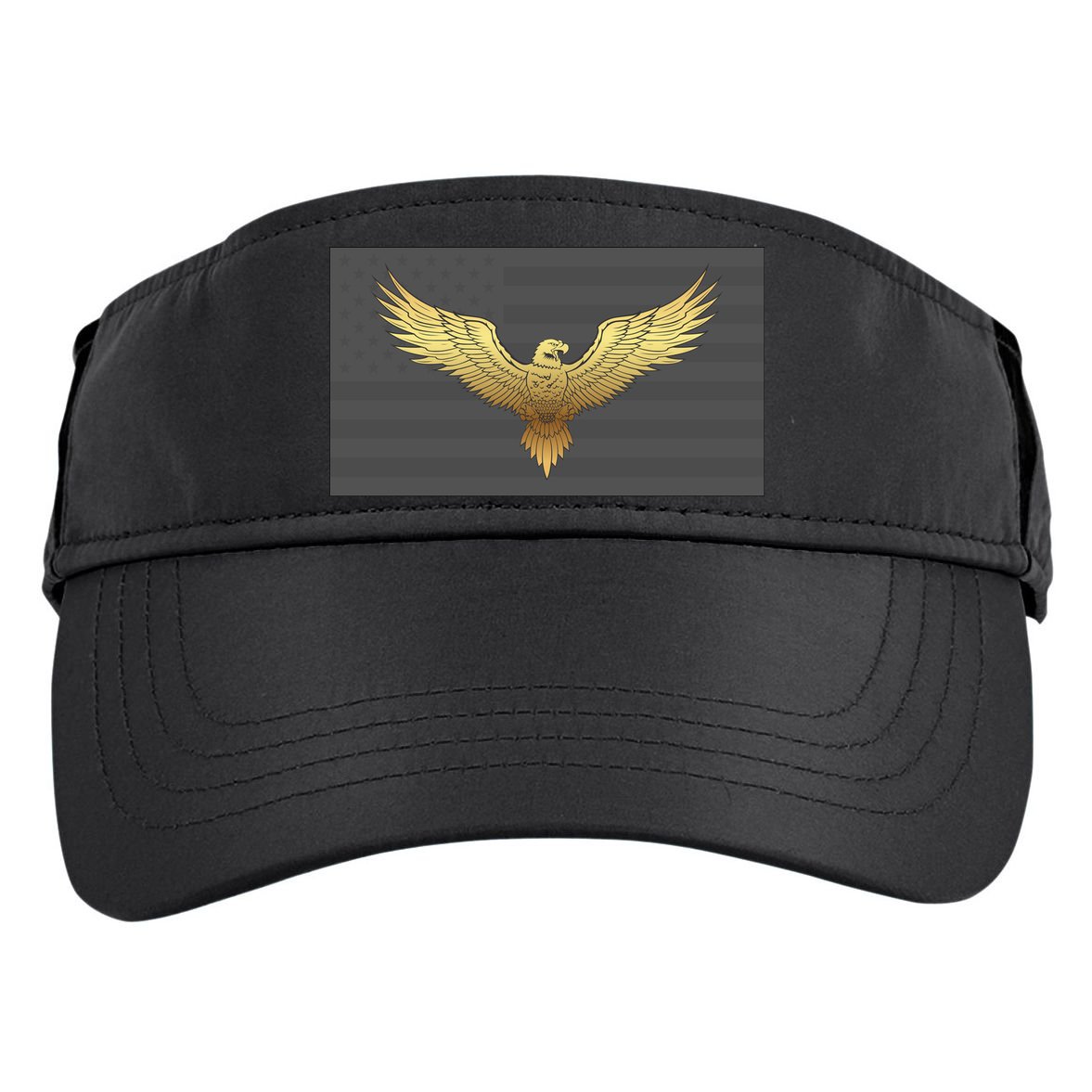 Gold American Eagle On Flag Adult Drive Performance Visor