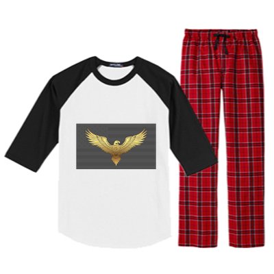 Gold American Eagle On Flag Raglan Sleeve Pajama Set