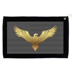 Gold American Eagle On Flag Grommeted Golf Towel