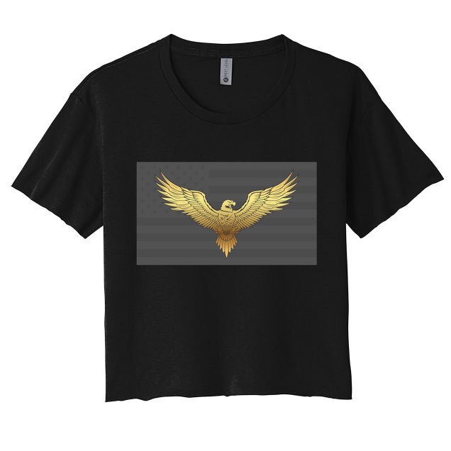 Gold American Eagle On Flag Crop Top