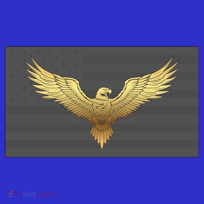 Gold American Eagle On Flag T-Shirt