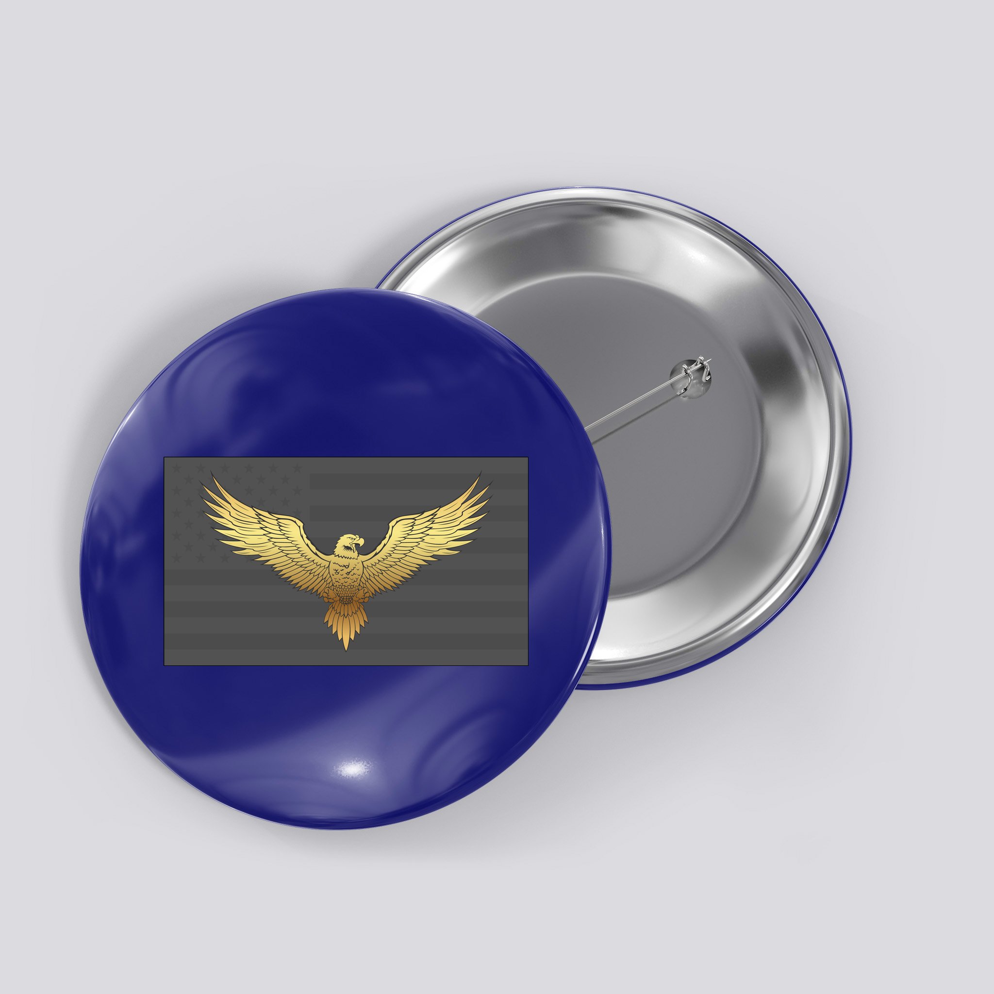 Gold American Eagle On Flag Button