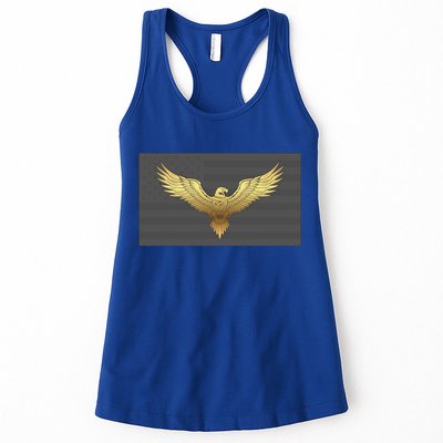 Gold American Eagle On Flag Womens Tank Top