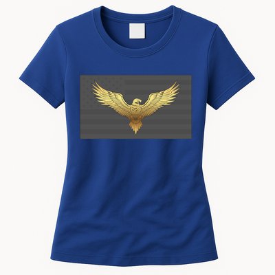 Gold American Eagle On Flag Womens T-Shirt