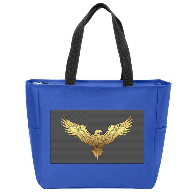 Gold American Eagle On Flag Zip Tote Bag