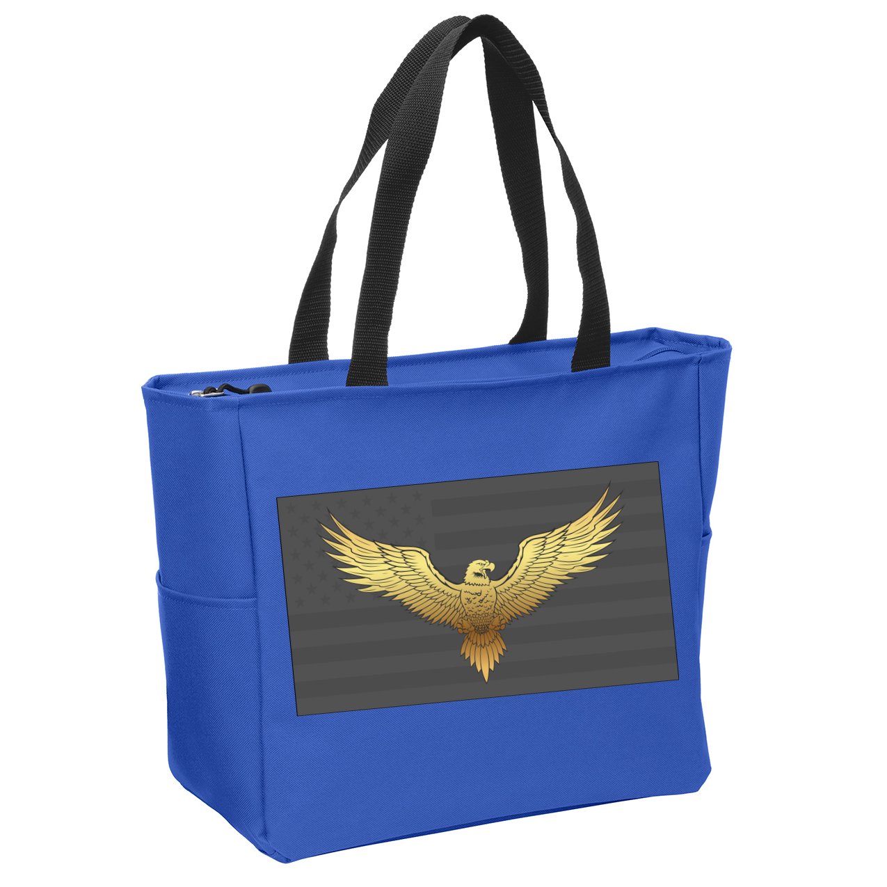 Gold American Eagle On Flag Zip Tote Bag