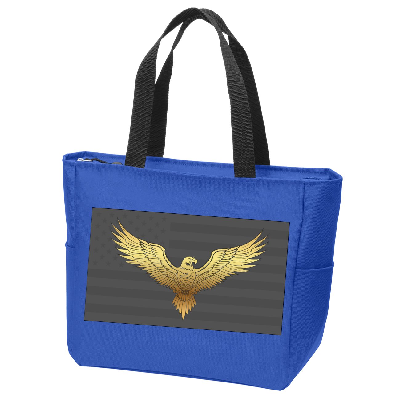 Gold American Eagle On Flag Zip Tote Bag
