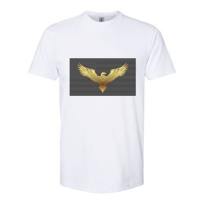 Gold American Eagle On Flag Softstyle CVC T-Shirt