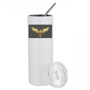 Gold American Eagle On Flag Stainless Steel Tumbler