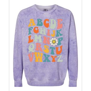 Groovy ABC Elemeno Hi Alphabet Teacher Back To School Colorblast Crewneck Sweatshirt