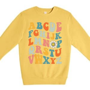 Groovy ABC Elemeno Hi Alphabet Teacher Back To School Premium Crewneck Sweatshirt