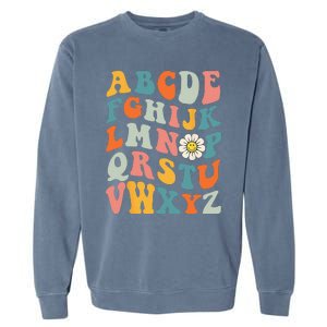 Groovy ABC Elemeno Hi Alphabet Teacher Back To School Garment-Dyed Sweatshirt