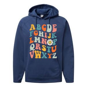 Groovy ABC Elemeno Hi Alphabet Teacher Back To School Performance Fleece Hoodie