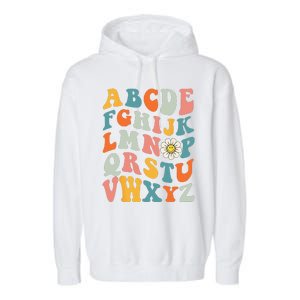 Groovy ABC Elemeno Hi Alphabet Teacher Back To School Garment-Dyed Fleece Hoodie