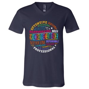 Groovy Academic Engagement Teacher Squad V-Neck T-Shirt