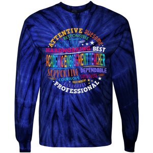 Groovy Academic Engagement Teacher Squad Tie-Dye Long Sleeve Shirt