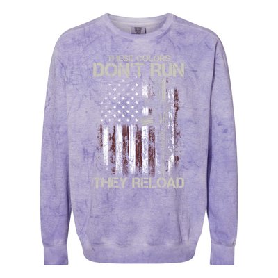 Gun American Flag Colors Don't Run They Reload Colorblast Crewneck Sweatshirt