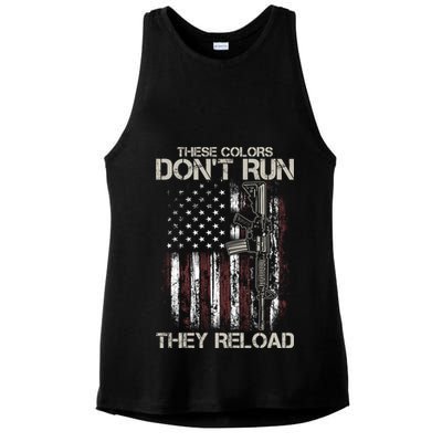 Gun American Flag Colors Don't Run They Reload Ladies PosiCharge Tri-Blend Wicking Tank
