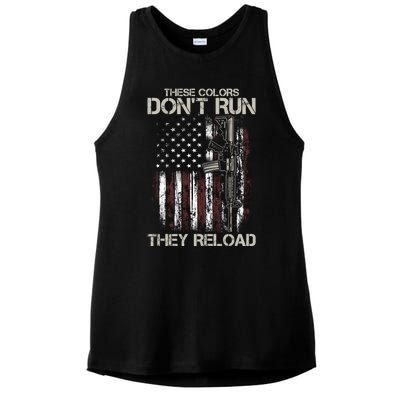 Gun American Flag Colors Don't Run They Reload Ladies PosiCharge Tri-Blend Wicking Tank