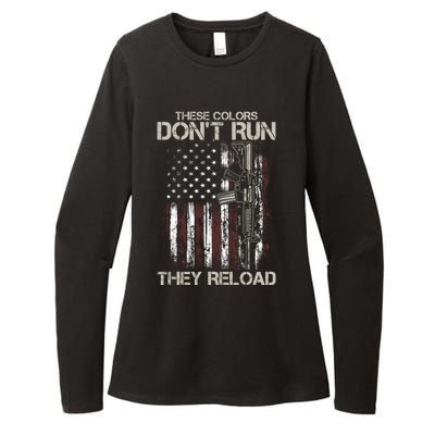 Gun American Flag Colors Don't Run They Reload Womens CVC Long Sleeve Shirt