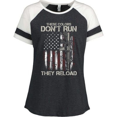 Gun American Flag Colors Don't Run They Reload Enza Ladies Jersey Colorblock Tee