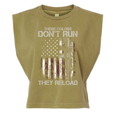 Gun American Flag Colors Don't Run They Reload Garment-Dyed Women's Muscle Tee