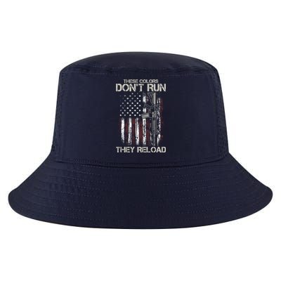 Gun American Flag Colors Don't Run They Reload Cool Comfort Performance Bucket Hat