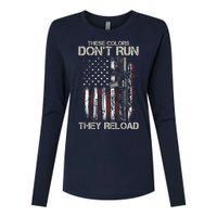 Gun American Flag Colors Don't Run They Reload Womens Cotton Relaxed Long Sleeve T-Shirt