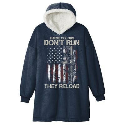 Gun American Flag Colors Don't Run They Reload Hooded Wearable Blanket