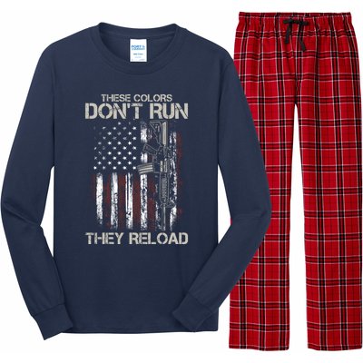 Gun American Flag Colors Don't Run They Reload Long Sleeve Pajama Set