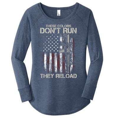 Gun American Flag Colors Don't Run They Reload Women's Perfect Tri Tunic Long Sleeve Shirt