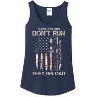 Gun American Flag Colors Don't Run They Reload Ladies Essential Tank