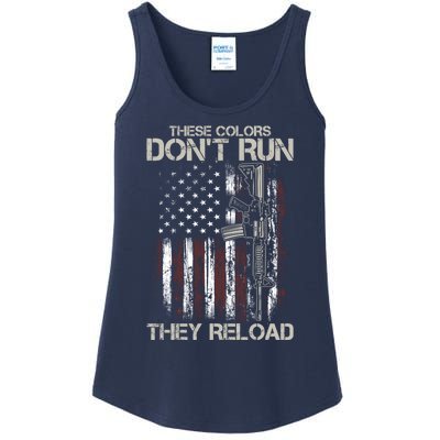 Gun American Flag Colors Don't Run They Reload Ladies Essential Tank