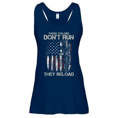 Gun American Flag Colors Don't Run They Reload Ladies Essential Flowy Tank