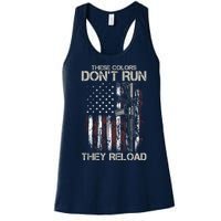 Gun American Flag Colors Don't Run They Reload Women's Racerback Tank