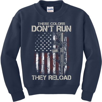 Gun American Flag Colors Don't Run They Reload Kids Sweatshirt