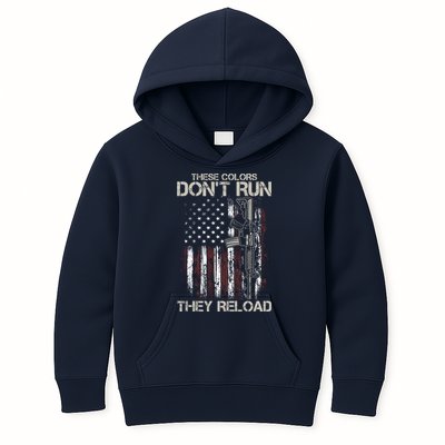 Gun American Flag Colors Don't Run They Reload Kids Hoodie