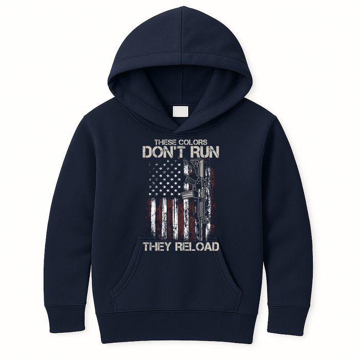 Gun American Flag Colors Don't Run They Reload Kids Hoodie